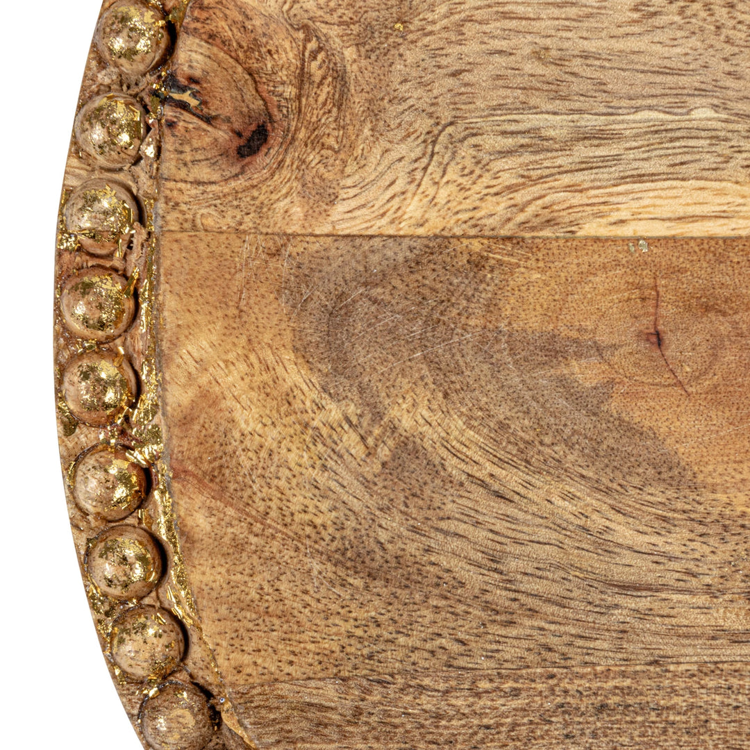 Hand-Carved Mango Wood Tray + Wood Beads