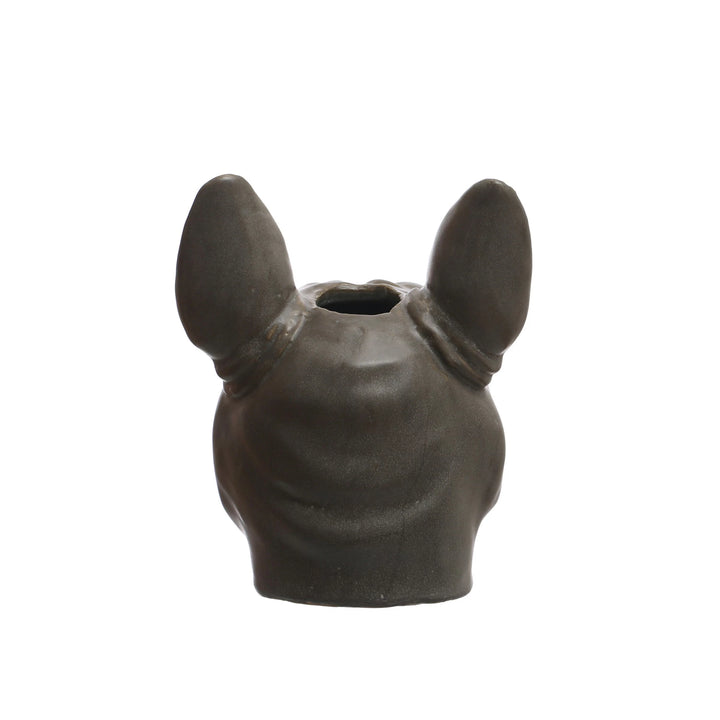 French Bulldog Stoneware Vase