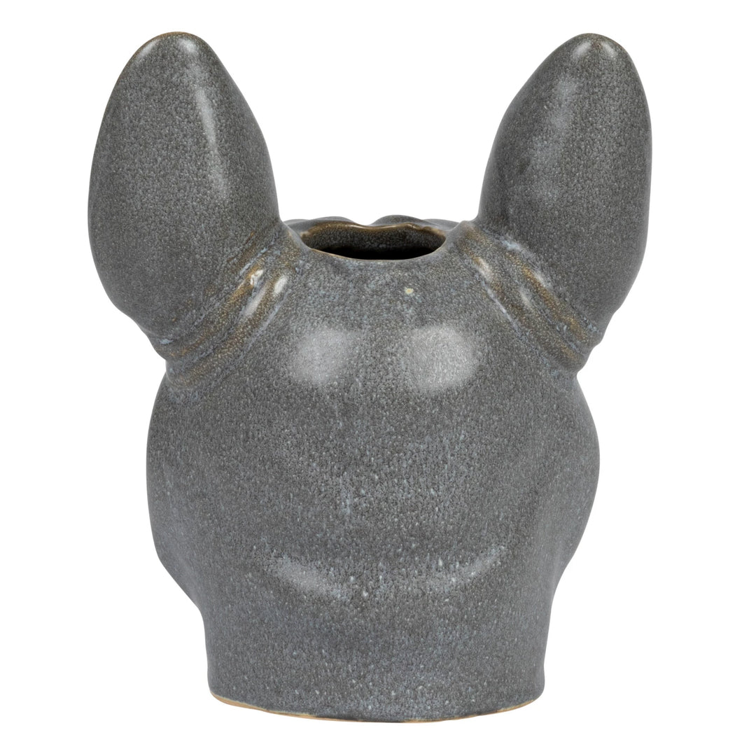 French Bulldog Stoneware Vase