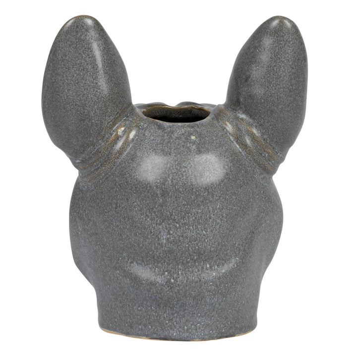 French Bulldog Stoneware Vase