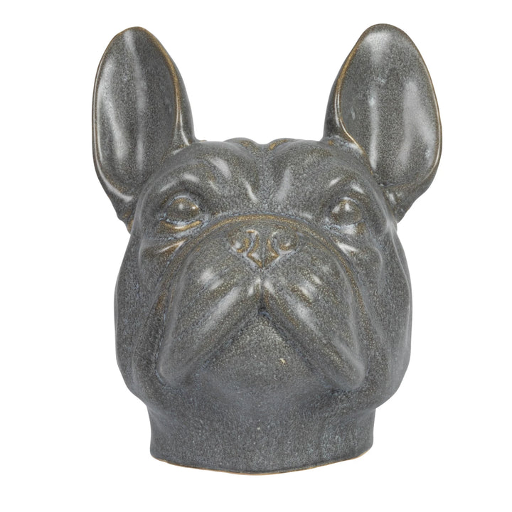 French Bulldog Stoneware Vase