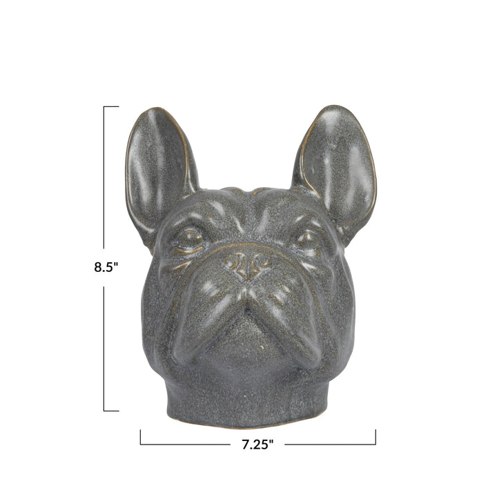 French Bulldog Stoneware Vase