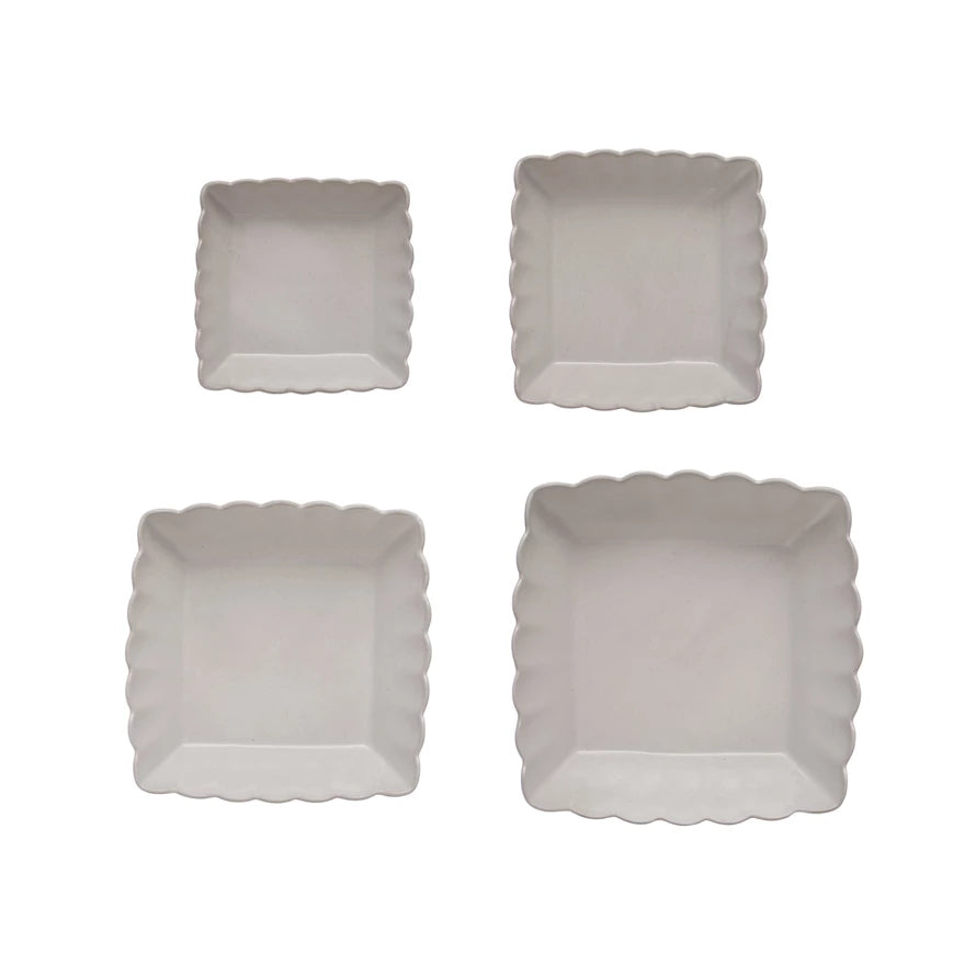 Scalloped Edge Serving Dishes, Matte White
