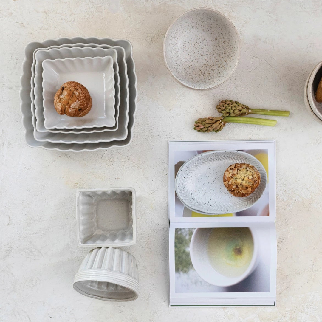 Scalloped Edge Serving Dishes, Matte White