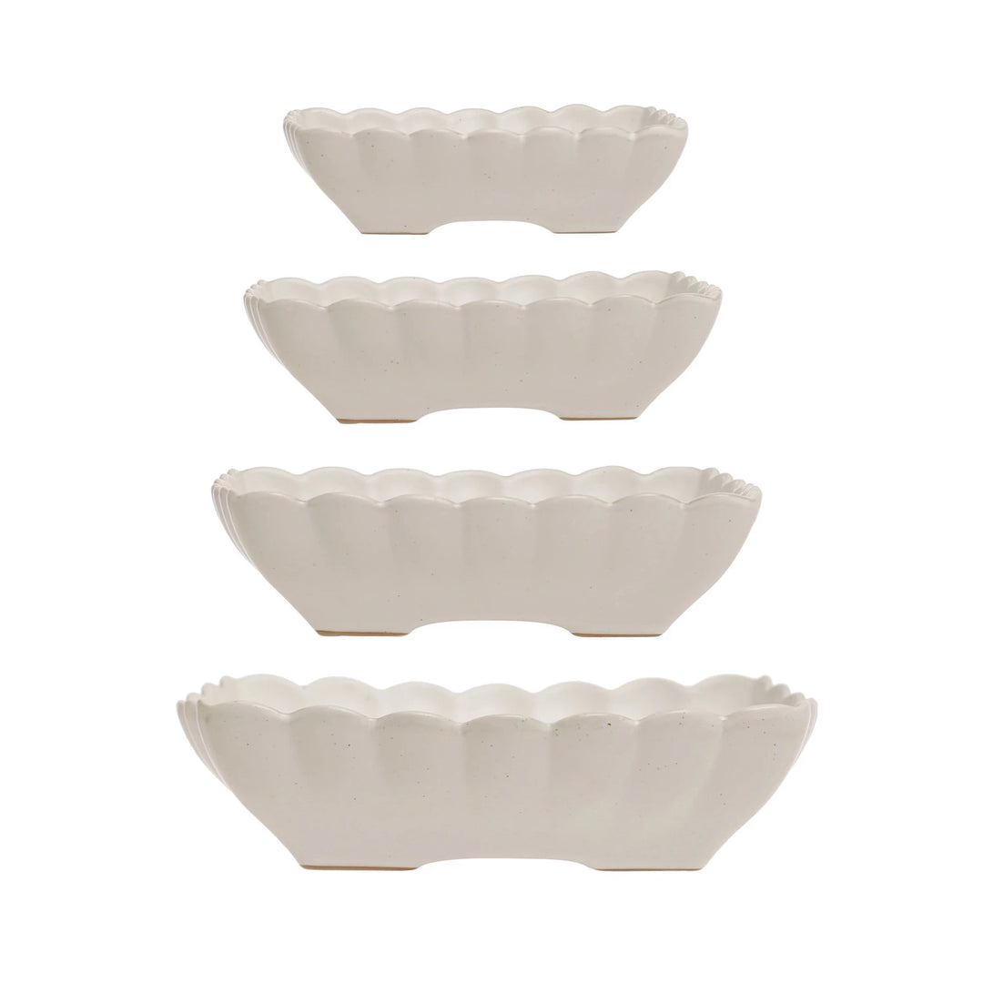Scalloped Edge Serving Dishes, Matte White
