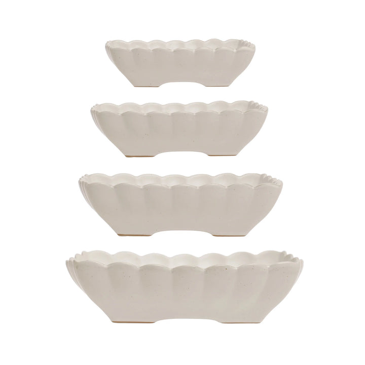 Scalloped Edge Serving Dishes, Matte White