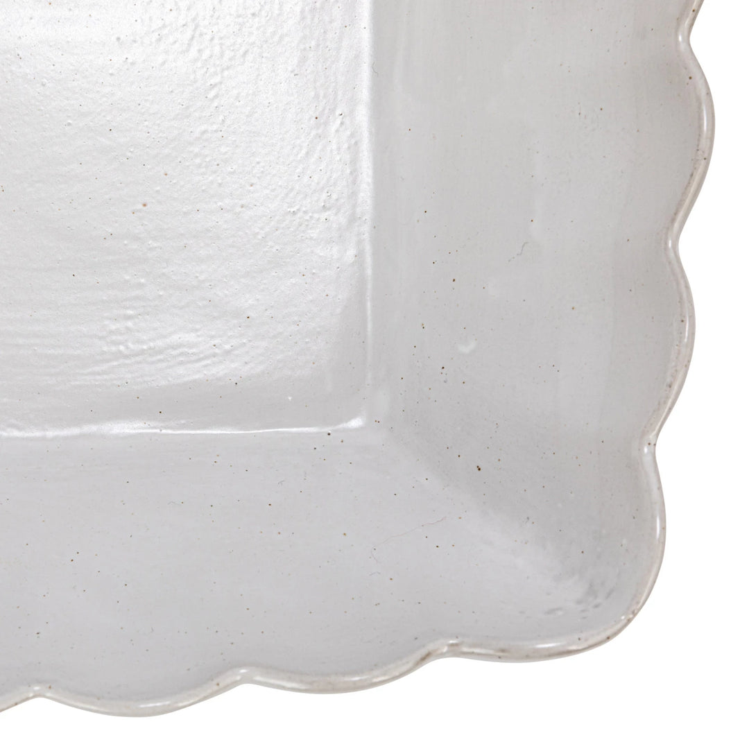 Scalloped Edge Serving Dishes, Matte White