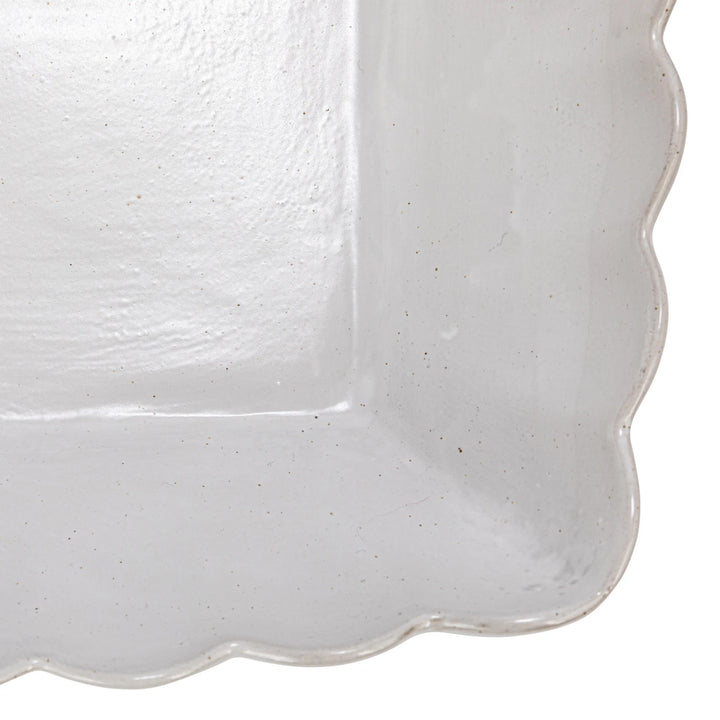 Scalloped Edge Serving Dishes, Matte White