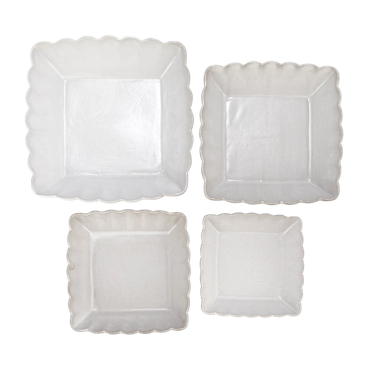 Scalloped Edge Serving Dishes, Matte White