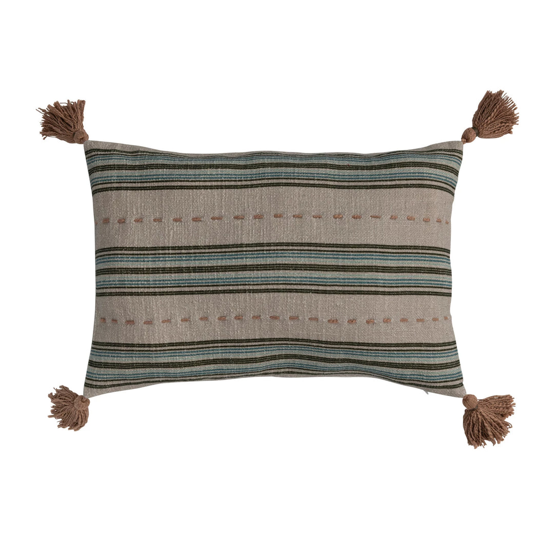 Cotton Slub Printed Lumbar Throw Pillow