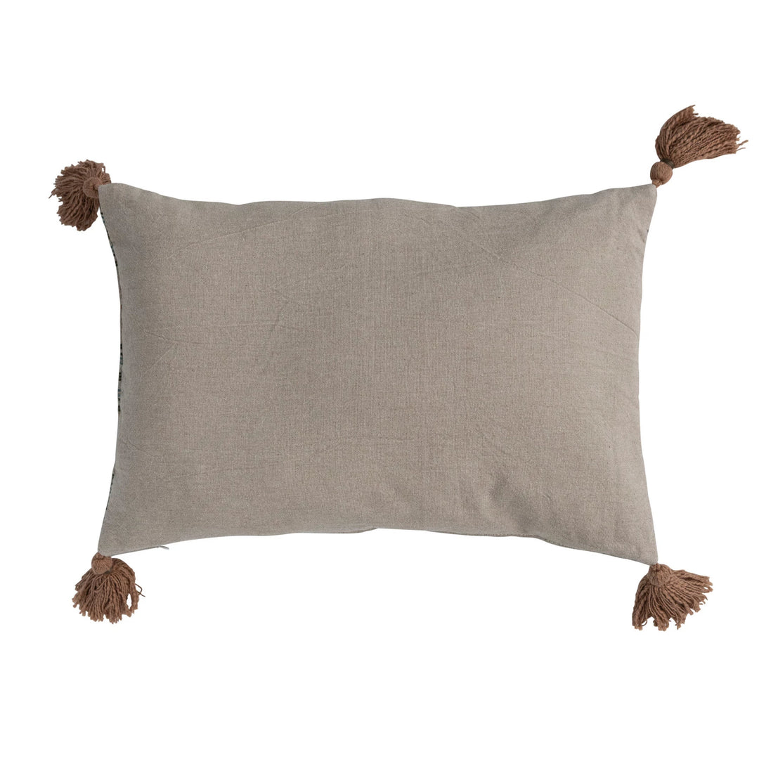 Cotton Slub Printed Lumbar Throw Pillow