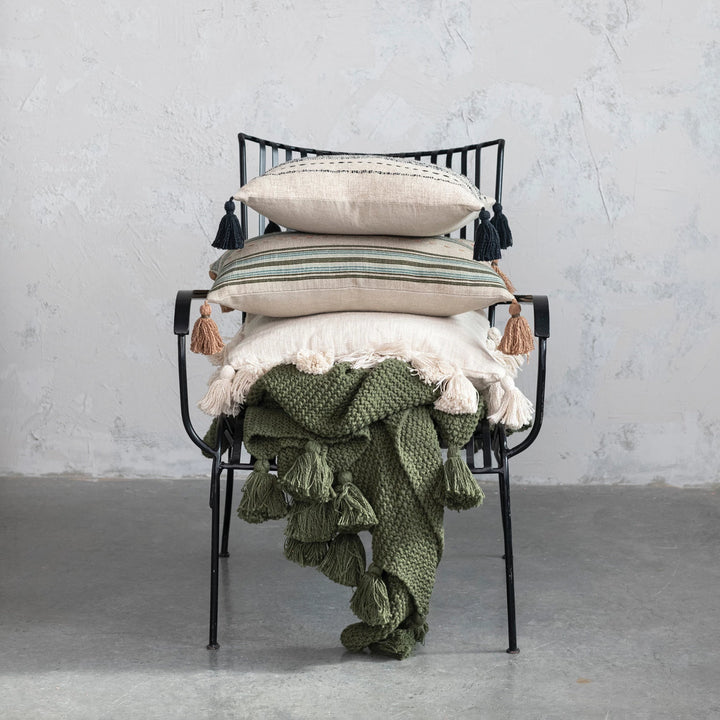Cotton Slub Printed Lumbar Throw Pillow
