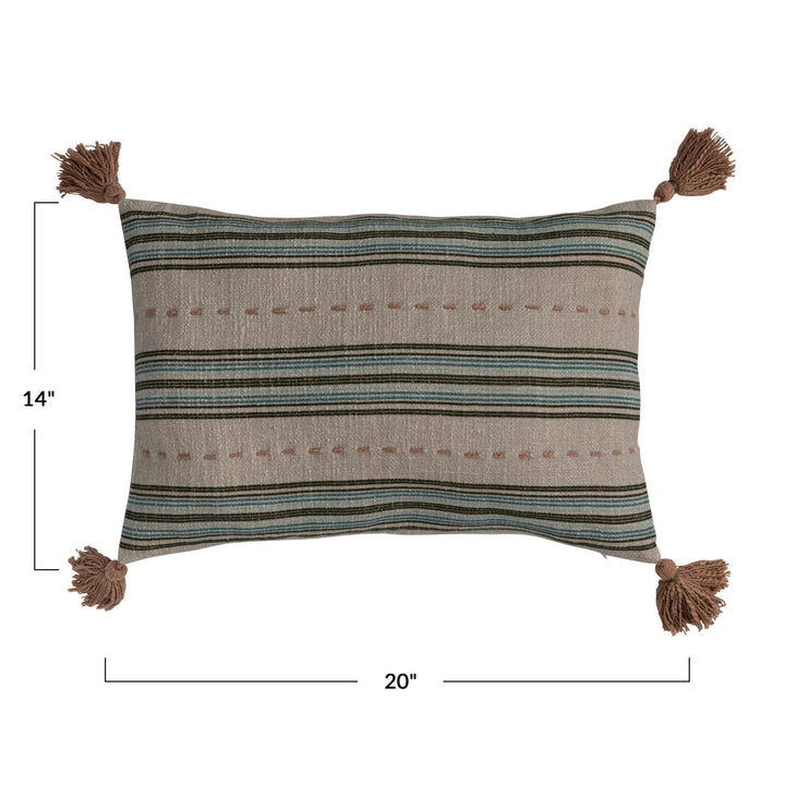 Cotton Slub Printed Lumbar Throw Pillow