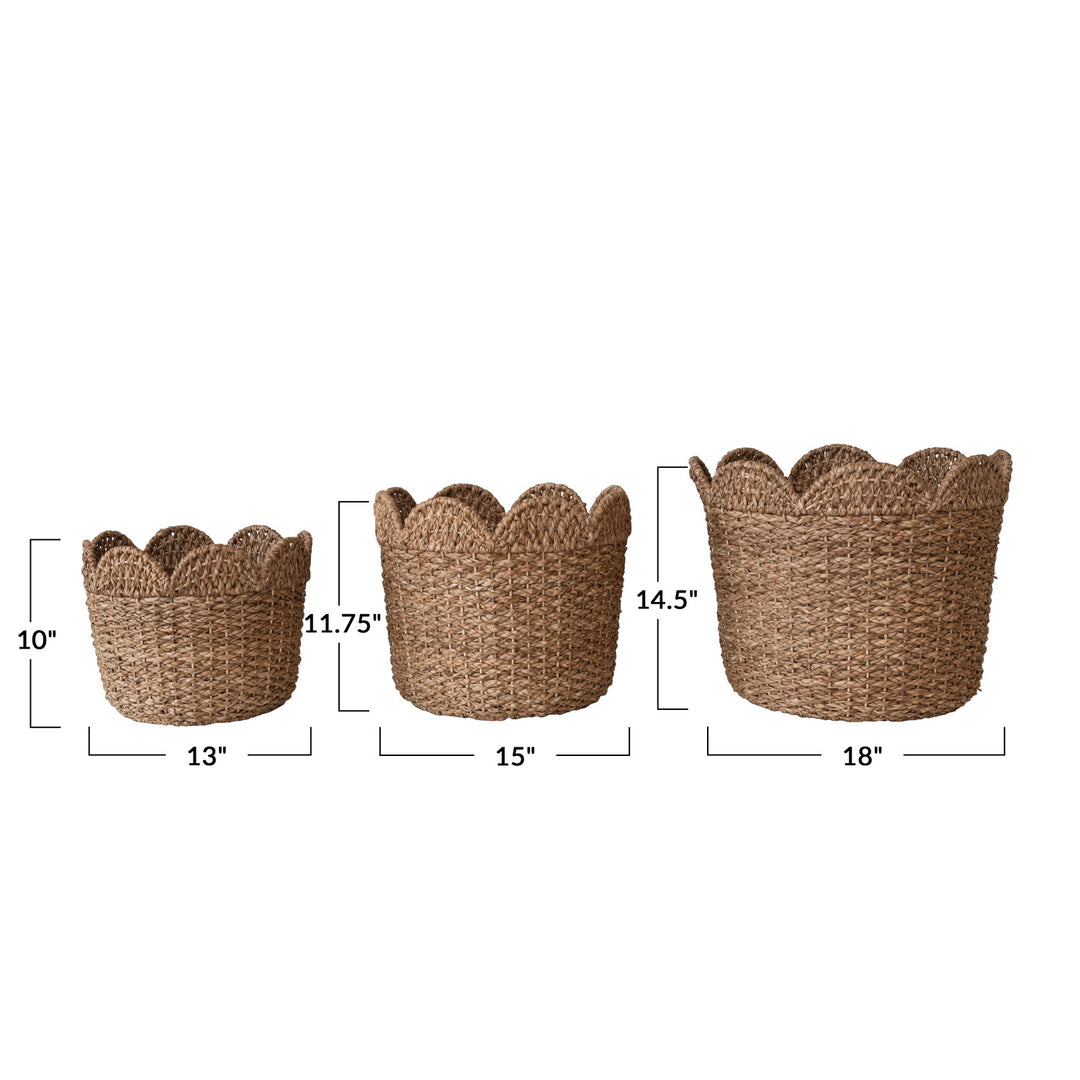 Braided Bankuan &amp; Rattan Scalloped Baskets