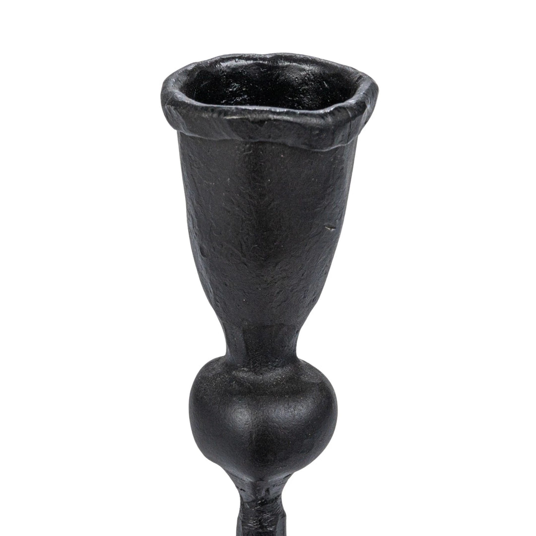 Hand-Forged Cast Iron Taper Candle Holders, Rustic Black Iron