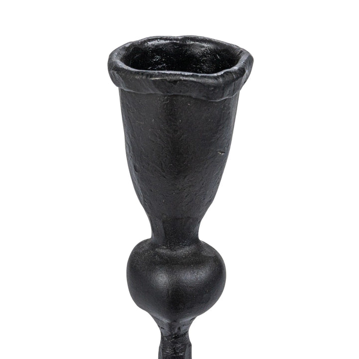 Hand-Forged Cast Iron Taper Candle Holders, Rustic Black Iron
