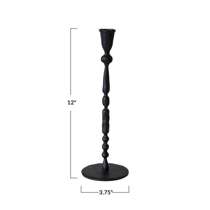Hand-Forged Cast Iron Taper Candle Holders, Rustic Black Iron