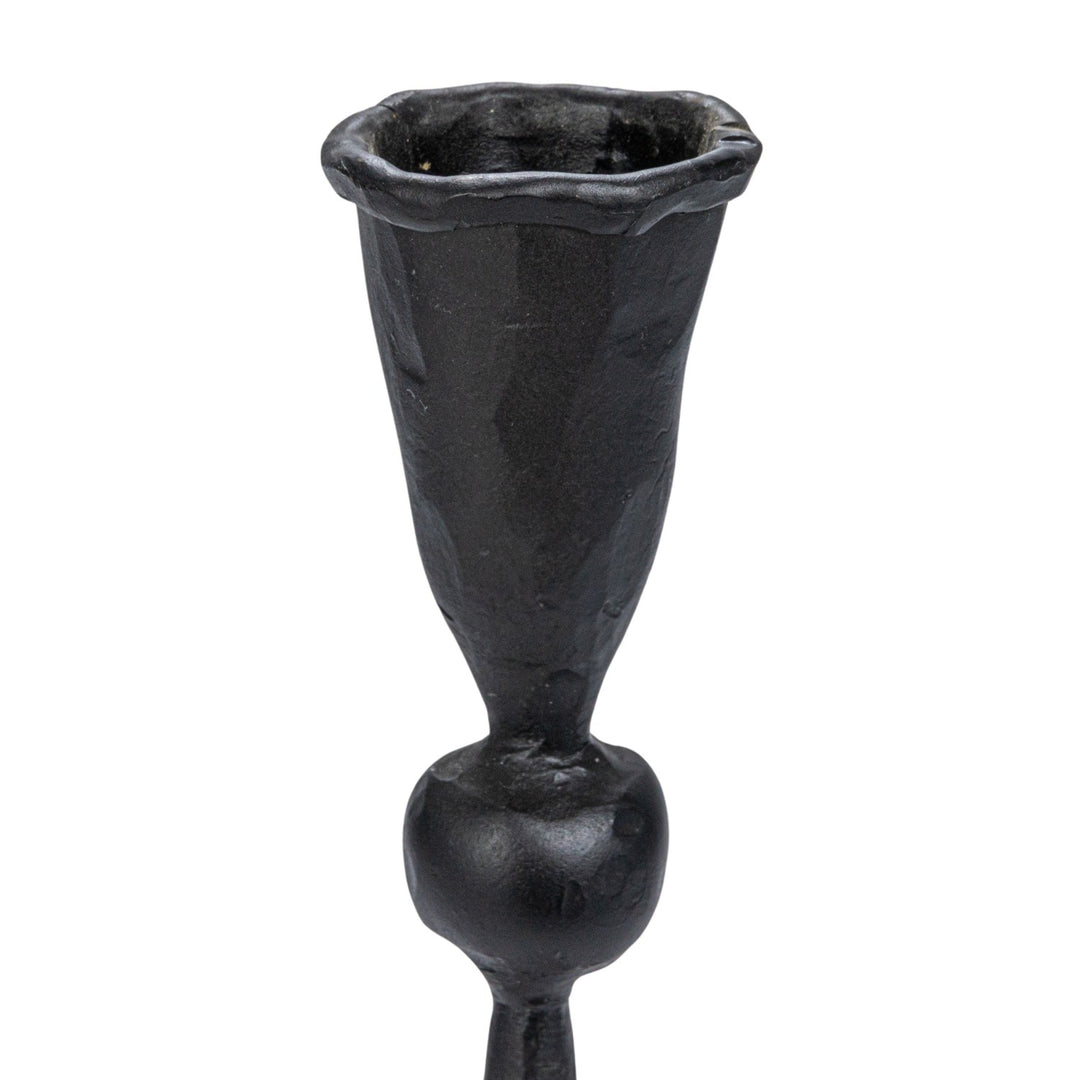 Hand-Forged Cast Iron Taper Candle Holders, Rustic Black Iron