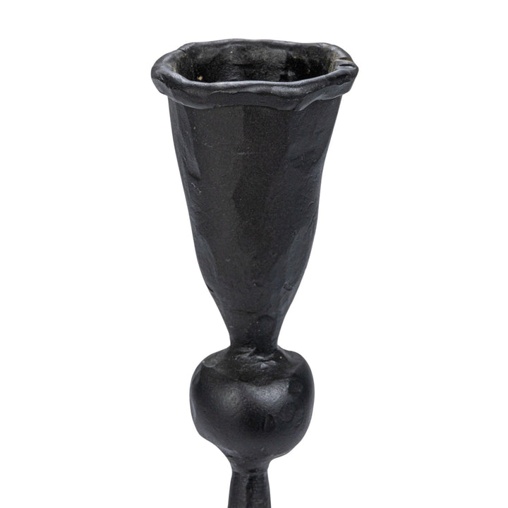 Hand-Forged Cast Iron Taper Candle Holders, Rustic Black Iron