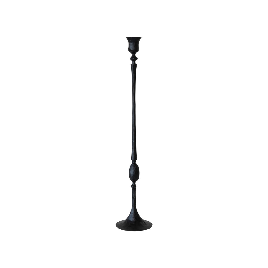 Hand-Forged Cast Iron Taper Candle Holders, Rustic Black Iron