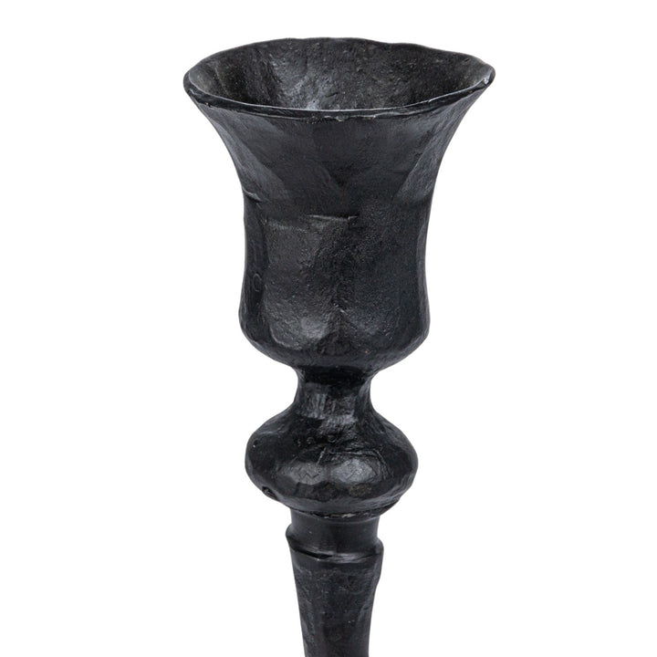 Hand-Forged Cast Iron Taper Candle Holders, Rustic Black Iron