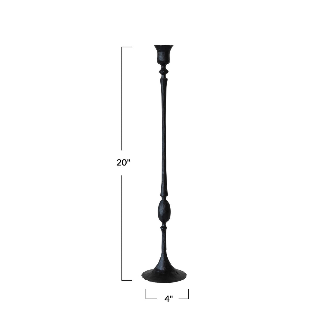 Hand-Forged Cast Iron Taper Candle Holders, Rustic Black Iron