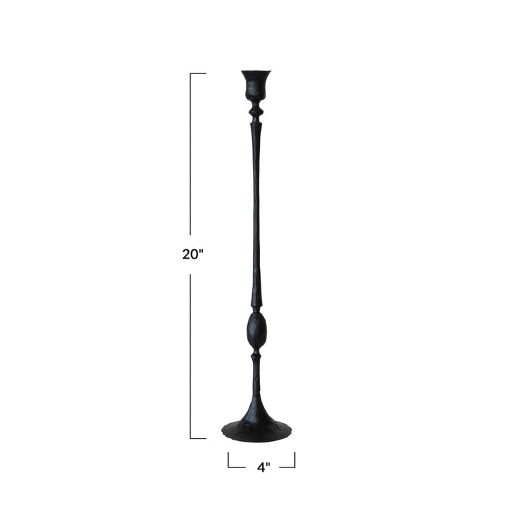 Hand-Forged Cast Iron Taper Candle Holders, Rustic Black Iron