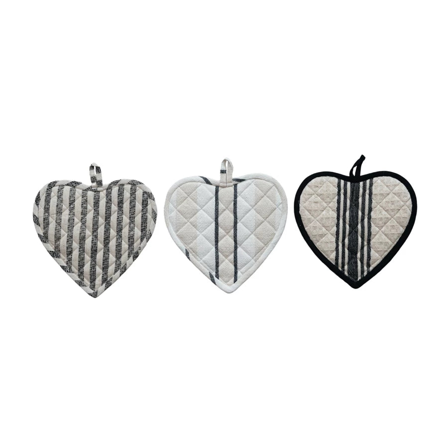 Pot Holder Heart Shaped Quilted Cotton