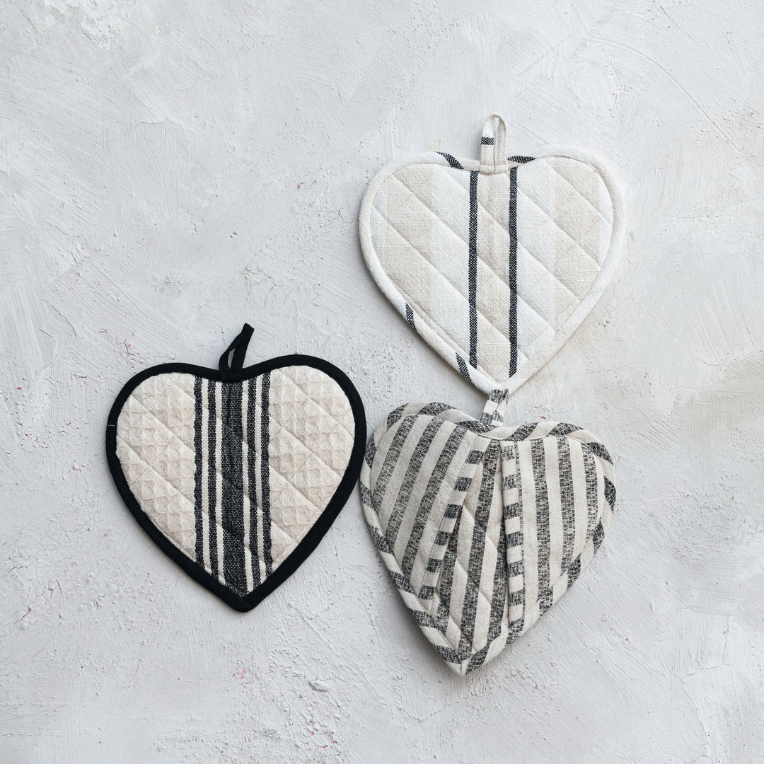 Pot Holder Heart Shaped Quilted Cotton