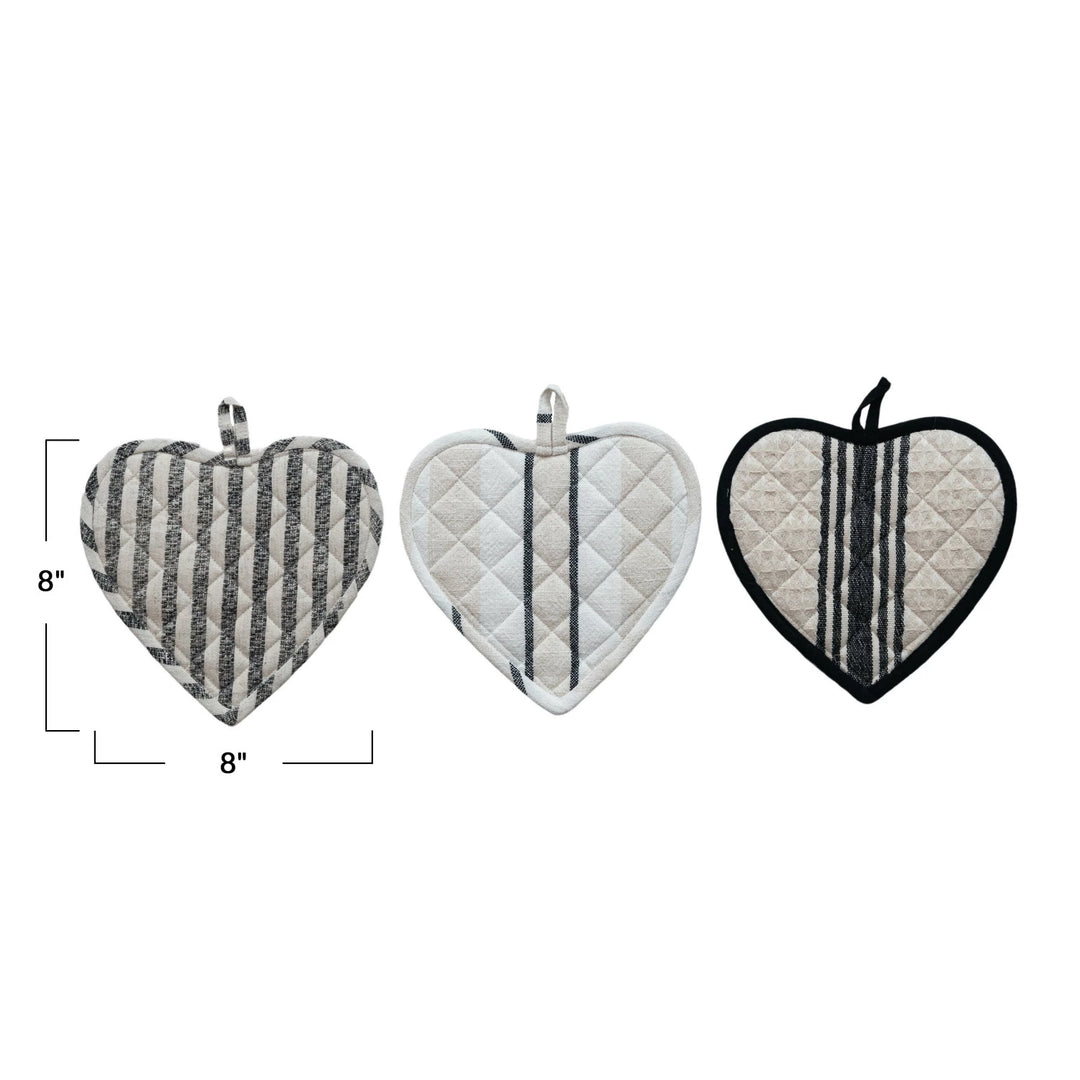 Pot Holder Heart Shaped Quilted Cotton