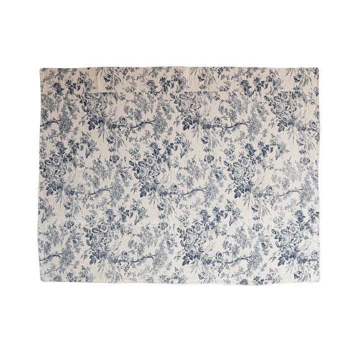 Chambray Printed Toile Pattern Cotton Printed Throw, 60" x 50"