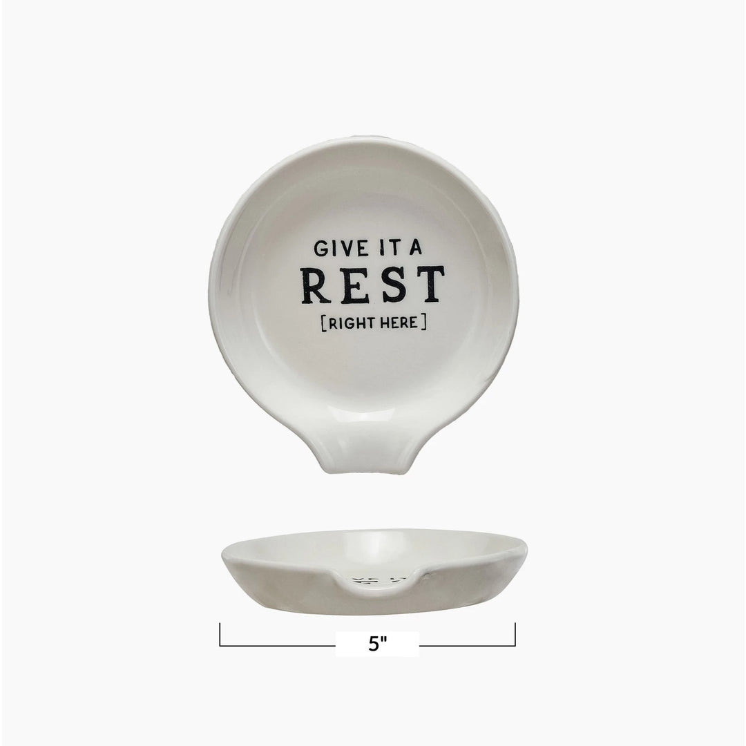 "Give it a rest" Stoneware Spoon Rest