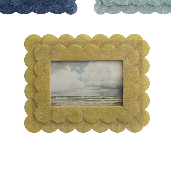 Scalloped Resin Photo Frame, 4x6 Double Layer Design