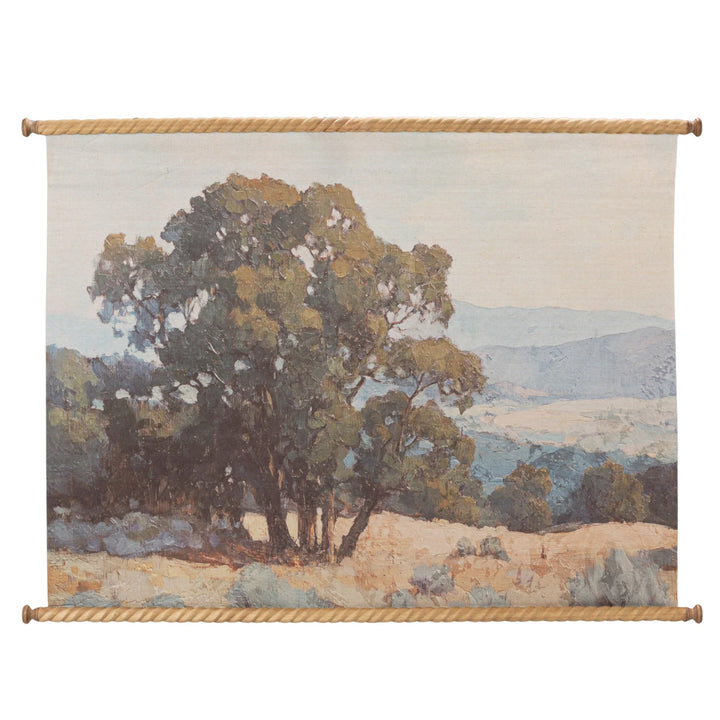 Oak Tree Canvas + Carved Wood Scroll, 39" x 29"
