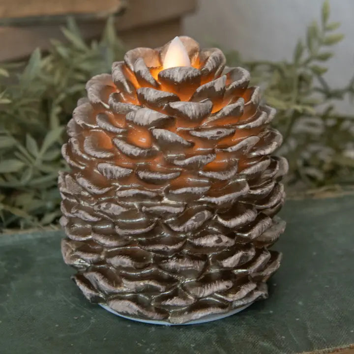 Moving-Flame Pinecone LED Candle