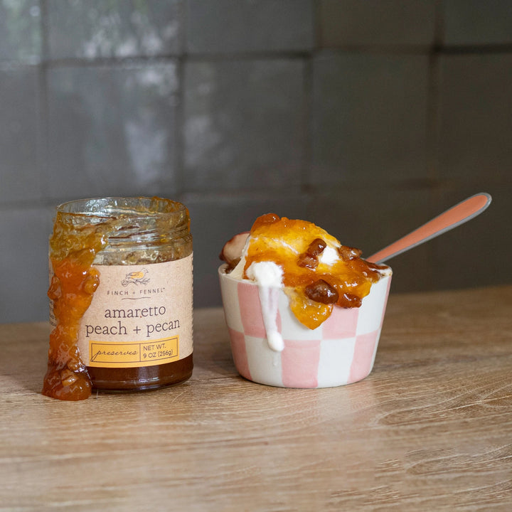 Finch + Fennel Amaretto Peach + Pecan Preserves, 9 oz
