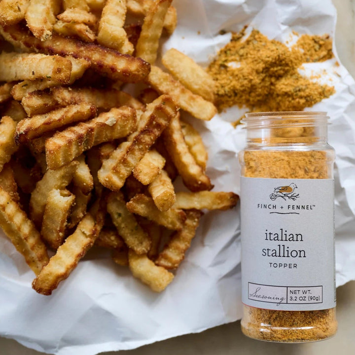 Fries with a jar of &