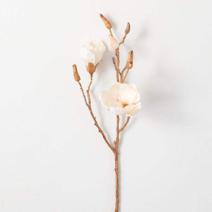 27" Cream Blooming Magnolia Branch