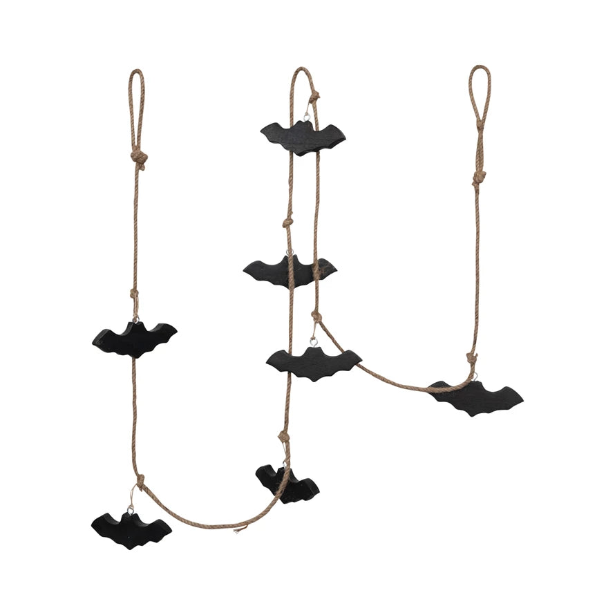 72" Bats Garland Mango Wood + Jute Rope