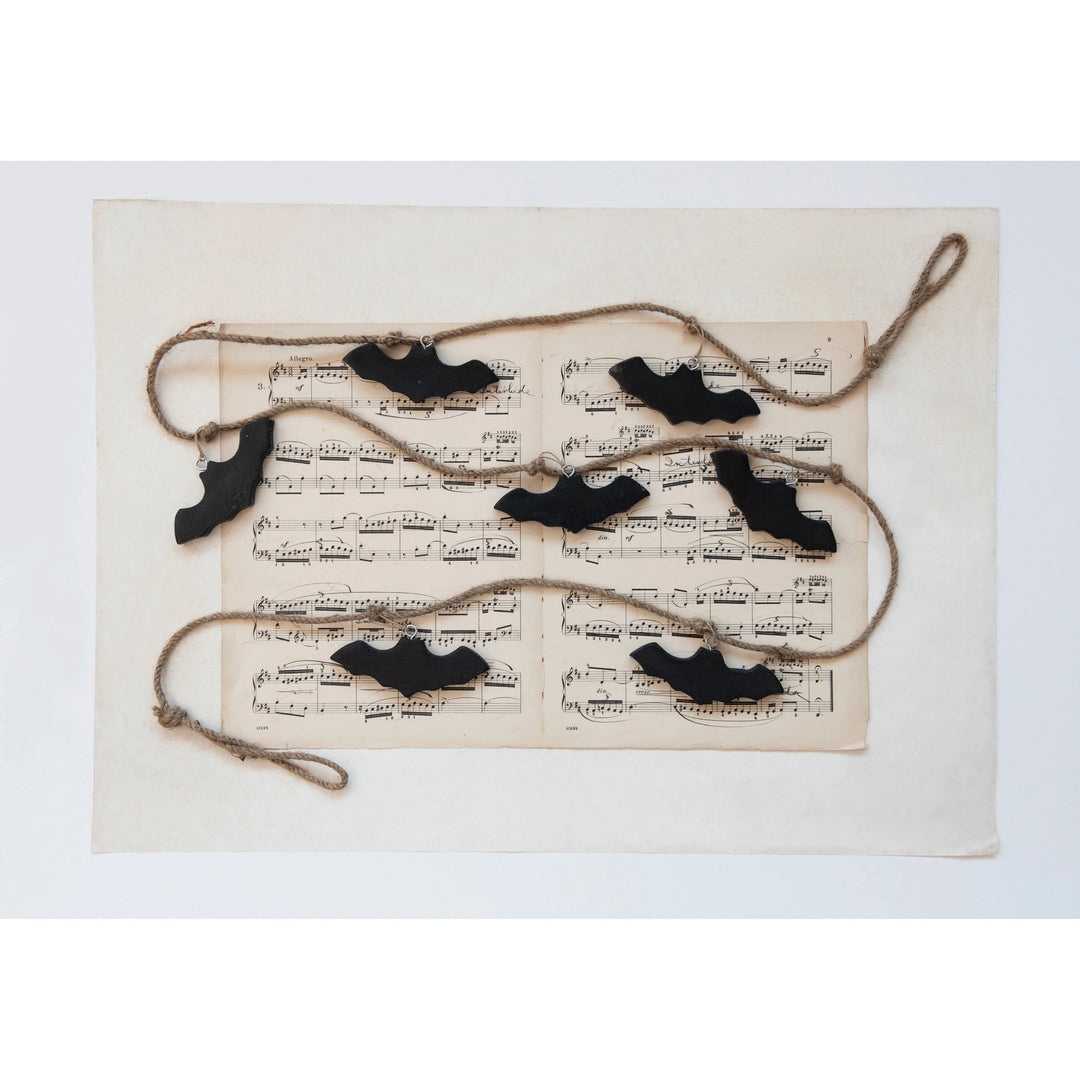 72" Bats Garland Mango Wood + Jute Rope