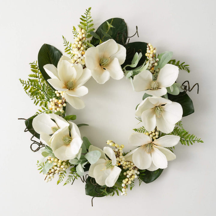 24" Magnolia + Fern Berry Wreath