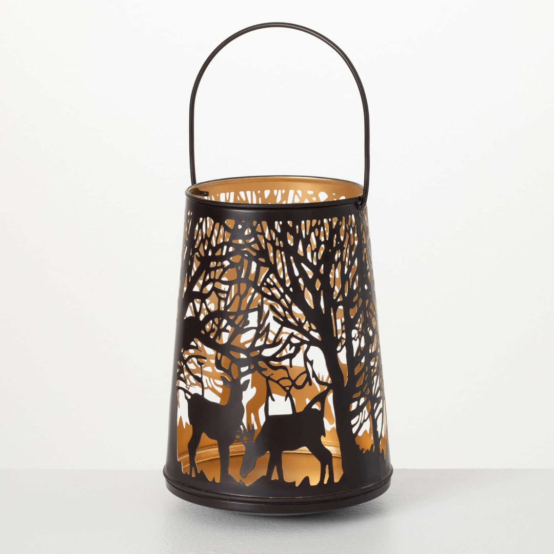 Metal Deer Lantern, Brown