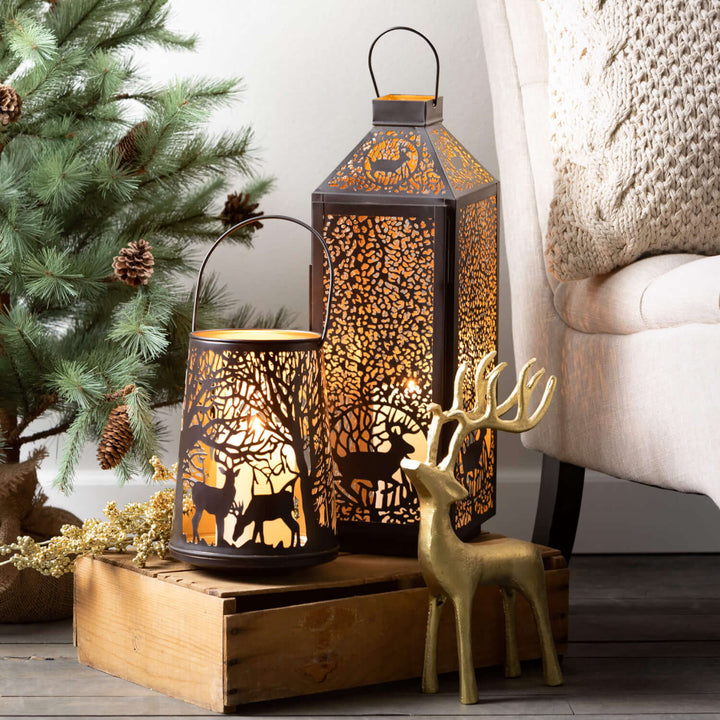 Metal Deer Lantern, Brown