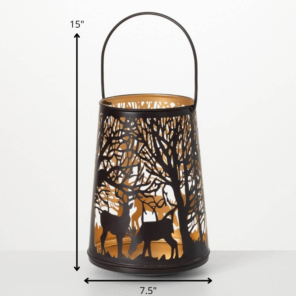 Metal Deer Lantern, Brown