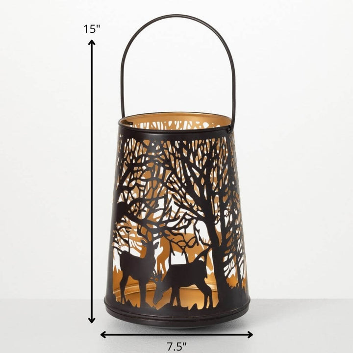 Metal Deer Lantern, Brown