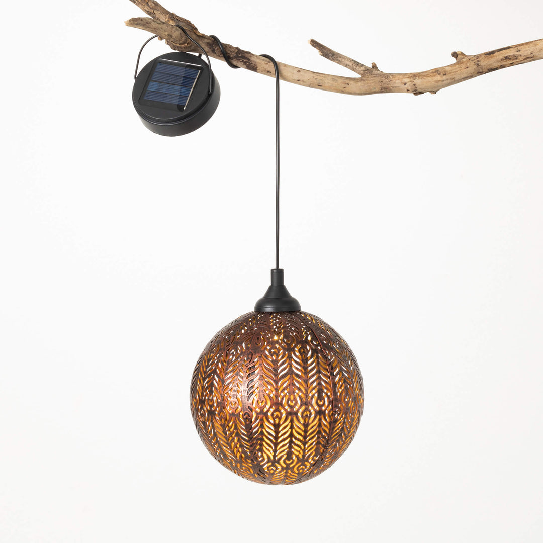 Metal Hanging Sphere Solar Light, Copper
