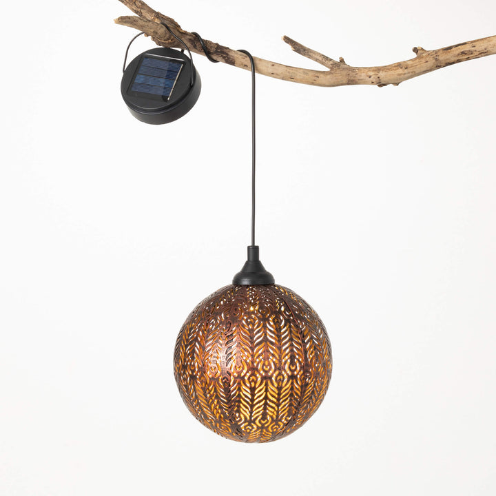 Metal Hanging Sphere Solar Light, Copper