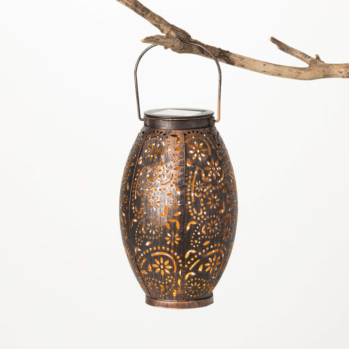 Metal Hanging Lantern Solar Light, Copper