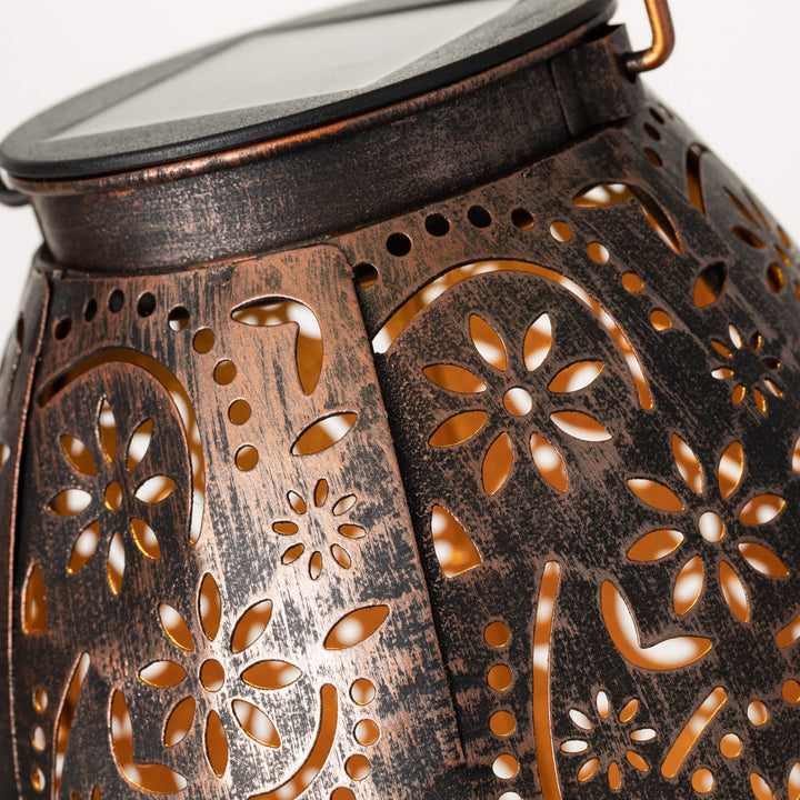Metal Hanging Lantern Solar Light, Copper