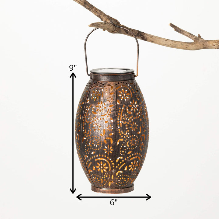 Metal Hanging Lantern Solar Light, Copper